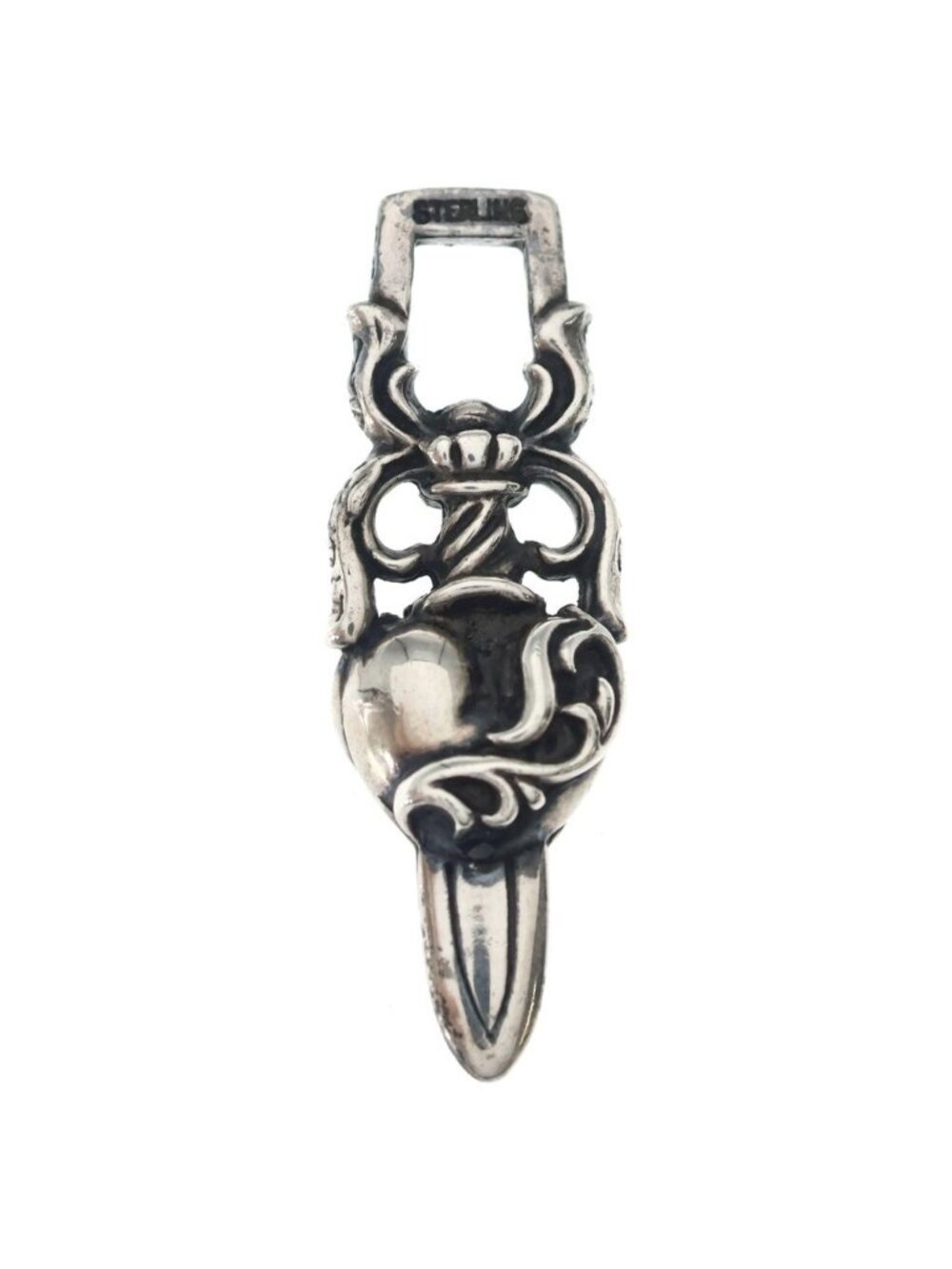 Chrome Hearts Dagger Heart Daga Pendant Silver